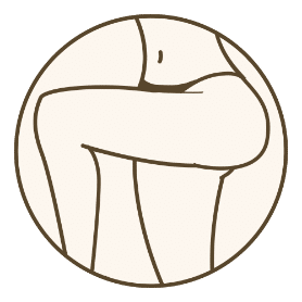 Stilisiertes Icon einer Körperkontur mit Fokus auf Hüfte und Oberschenkel als Symbol für Bodyforming und Figurkonturierung.