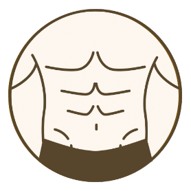Stilisiertes Icon eines definierten Oberkörpers mit Bauchmuskulatur als Symbol für Bodyforming, Körperstraffung und Figurkonturierung.
