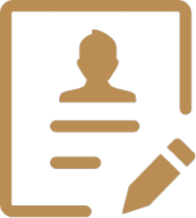 Formular-Symbol mit Benutzerprofil und Stift zur Darstellung von Anmeldung, Registrierung oder Datenerfassung.